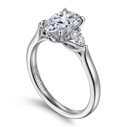 Outlet Gabriel & Co. Reema - 14K White Gold Pear Shape Three Stone Lotus Diamond Engagement Ring