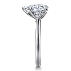 Outlet Gabriel & Co. Reema - 14K White Gold Pear Shape Three Stone Lotus Diamond Engagement Ring