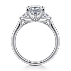 Best Gabriel & Co. Reema - 14K White Gold Princess Cut Three Stone Lotus Diamond Engagement Ring