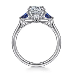 Online Gabriel & Co. Reema - 14K White Gold Three Stone Round Lotus Sapphire and Diamond Engagement Ring