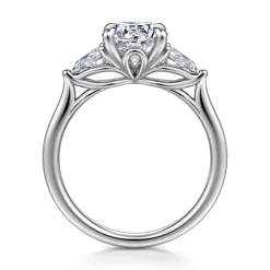 Outlet Gabriel & Co. Reema - 14K White Gold Three Stone Round Lotus Diamond Engagement Ring
