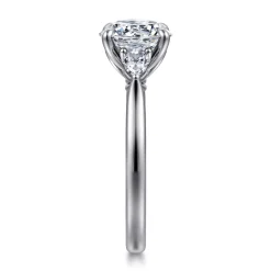 Hot Gabriel & Co. Reema - 14K White Gold Three Stone Round Lotus Diamond Engagement Ring