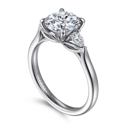 Hot Gabriel & Co. Reema - 14K White Gold Three Stone Round Lotus Diamond Engagement Ring