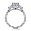 Hot Gabriel & Co. Reema - 14K White Gold Three Stone Round Lotus Diamond Engagement Ring