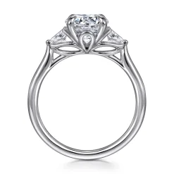 Hot Gabriel & Co. Reema - 14K White Gold Three Stone Round Lotus Diamond Engagement Ring
