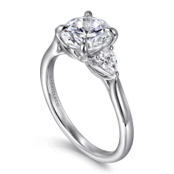 Hot Gabriel & Co. Reema - 14K White Gold Three Stone Round Lotus Diamond Engagement Ring