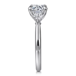 Hot Gabriel & Co. Reema - 14K White Gold Three Stone Round Lotus Diamond Engagement Ring