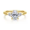 Discount Gabriel & Co. Reema - 14K Yellow Gold Oval Three Stone Lotus Diamond Engagement Ring