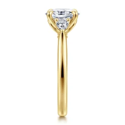 Discount Gabriel & Co. Reema - 14K Yellow Gold Oval Three Stone Lotus Diamond Engagement Ring