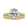 Sale Gabriel & Co. Reema - 14K Yellow Gold Oval Three Stone Lotus Diamond Engagement Ring