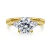 Best Gabriel & Co. Reema - 14K Yellow Gold Round Three Stone Lotus Diamond Engagement Ring