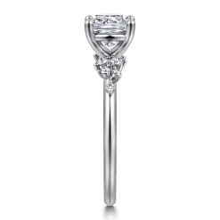 Clearance Gabriel & Co. Reena - 18K White Gold Cushion Cut Diamond Engagement Ring