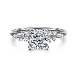 Discount Gabriel & Co. Reena - 14K White Gold Cushion Cut Diamond Engagement Ring
