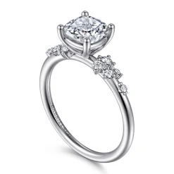Discount Gabriel & Co. Reena - 14K White Gold Cushion Cut Diamond Engagement Ring