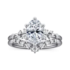 Clearance Gabriel & Co. Reena - 18K White Gold Oval Diamond Engagement Ring