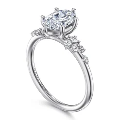 New Gabriel & Co. Reena - 14K White Gold Oval Diamond Engagement Ring