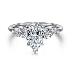 New Gabriel & Co. Reena - 18K White Gold Pear Shape Diamond Engagement Ring