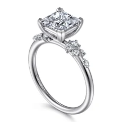 Outlet Gabriel & Co. Reena - 18K White Gold Princess Cut Diamond Engagement Ring