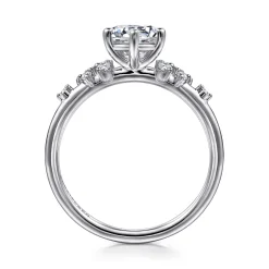 New Gabriel & Co. Reena - 14K White Gold 6 Prong Round Diamond Engagement Ring