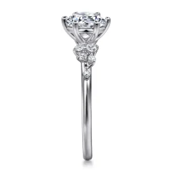 New Gabriel & Co. Reena - 14K White Gold 6 Prong Round Diamond Engagement Ring