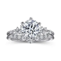 Best Gabriel & Co. Reena - 18K White Gold Round Diamond Engagement Ring