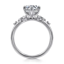 New Gabriel & Co. Reena - 14K White Gold Round Diamond Engagement Ring