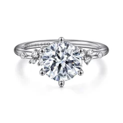 Clearance Gabriel & Co. Reena - 14K White Gold Round Diamond Engagement Ring