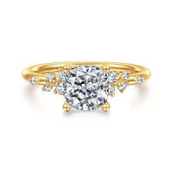 Outlet Gabriel & Co. Reena - 18K Yellow Gold Cushion Cut Diamond Engagement Ring