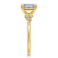 New Gabriel & Co. Reena - 18K Yellow Gold Emerald Cut Diamond Engagement Ring