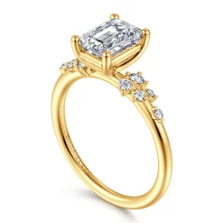 New Gabriel & Co. Reena - 18K Yellow Gold Emerald Cut Diamond Engagement Ring