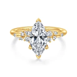 New Gabriel & Co. Reena - 18K Yellow Gold Marquise Shape Diamond Engagement Ring