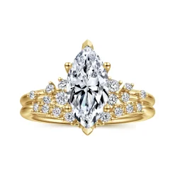 New Gabriel & Co. Reena - 14K Yellow Gold Marquise Shape Diamond Engagement Ring