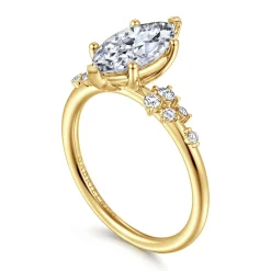 New Gabriel & Co. Reena - 14K Yellow Gold Marquise Shape Diamond Engagement Ring
