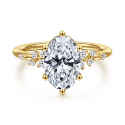 New Gabriel & Co. Reena - 14K Yellow Gold Oval Diamond Engagement Ring