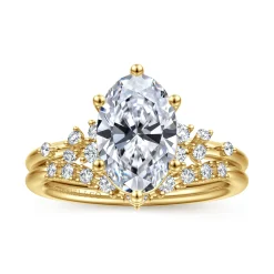 New Gabriel & Co. Reena - 14K Yellow Gold Oval Diamond Engagement Ring
