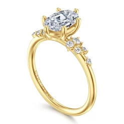 New Gabriel & Co. Reena - 14K Yellow Gold Oval Diamond Engagement Ring