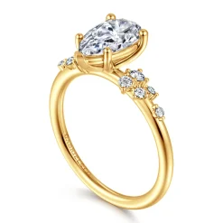 Clearance Gabriel & Co. Reena - 18K Yellow Gold Pear Shape Diamond Engagement Ring