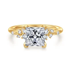 Clearance Gabriel & Co. Reena - 18K Yellow Gold Princess Cut Diamond Engagement Ring