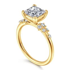 Clearance Gabriel & Co. Reena - 18K Yellow Gold Princess Cut Diamond Engagement Ring
