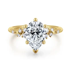 Discount Gabriel & Co. Reena - 14K Yellow Gold 6 Prong Pear Shape Diamond Engagement Ring