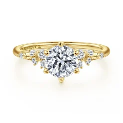 New Gabriel & Co. Reena - 14K Yellow Gold 6 Prong Round Diamond Engagement Ring