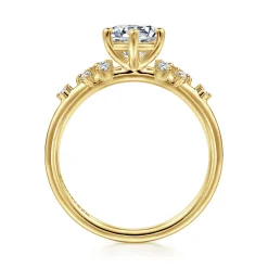 New Gabriel & Co. Reena - 14K Yellow Gold 6 Prong Round Diamond Engagement Ring