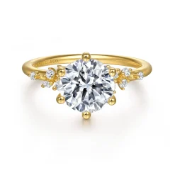 Discount Gabriel & Co. Reena - 14K Yellow Gold 6 Prong Round Diamond Engagement Ring