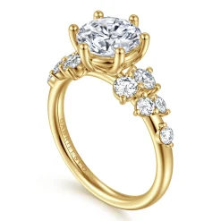 Hot Gabriel & Co. Reena - 14K Yellow Gold Round Diamond Engagement Ring