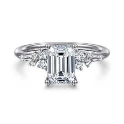 Sale Gabriel & Co. Reena - Platinum Emerald Cut Diamond Engagement Ring