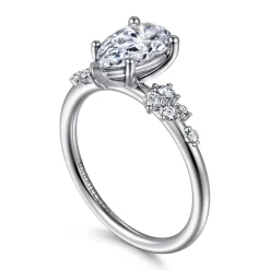 Clearance Gabriel & Co. Reena - Platinum Pear Shape Diamond Engagement Ring