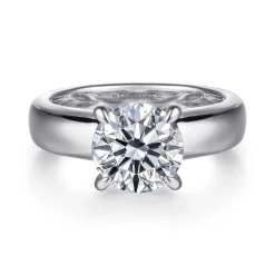Hot Gabriel & Co. Reeve - 14K White Gold Round Diamond Engagement Ring