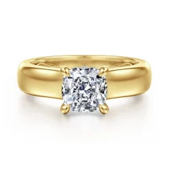 Best Gabriel & Co. Reeve - 14K Yellow Gold Cushion Cut Diamond Engagement Ring