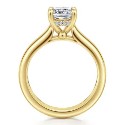 Best Gabriel & Co. Reeve - 14K Yellow Gold Cushion Cut Diamond Engagement Ring