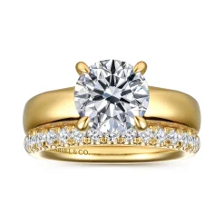 New Gabriel & Co. Reeve - 14K Yellow Gold Round Diamond Engagement Ring